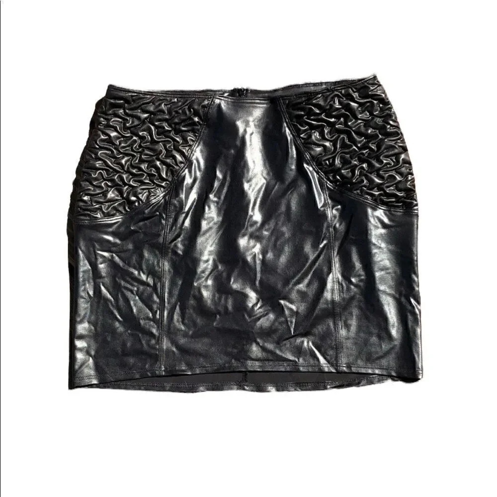 PATRICE CATANZARO FRANCE Wet Look Black “Terry Skirt” Size Medium